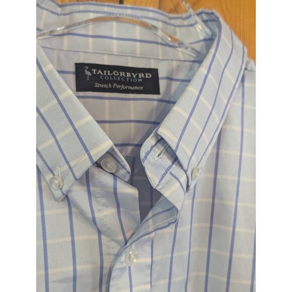 Tailorbyrd Shirt Mens 2XL Blue  Striped Button Up Casual Long‎ Sleeve - Picture 1 of 12
